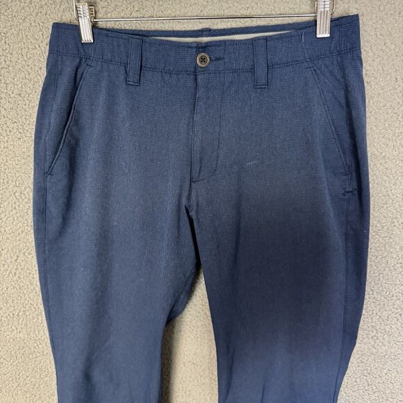 S Under Armour Pants Mens 32x30‎ Blue Golf Flat Front Casual Performance - Picture 2 of 8
